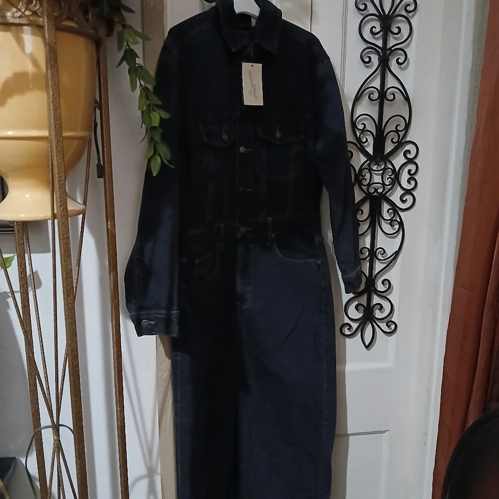 Dark Denim Long Sleeve Jumpsuit - Picture 6 of 6